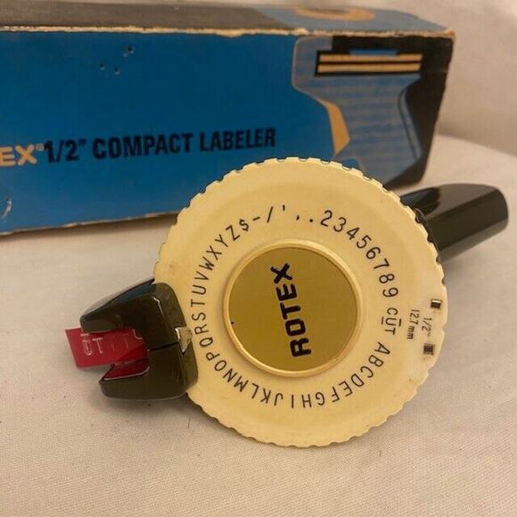 Vintage Rotex Label Maker 1/2 inch Compact Labeler Box Tape 4025-00 - Picture 1 of 9